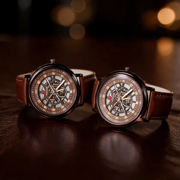Brown_Leather_Strap_Skeleton_Watch_Set_For_Men