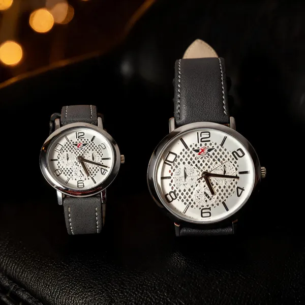 Black_Leather_Analog_Watch_Set_For_Women