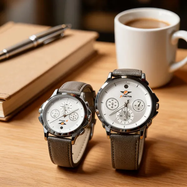 Grey_Leather_Chronograph_Watch_Set_For_Men