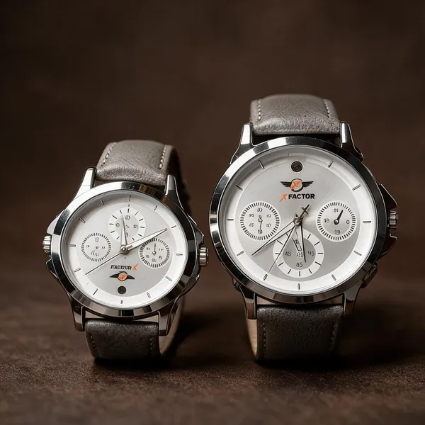 Grey_Leather_Chronograph_Watch_Set_For_Men