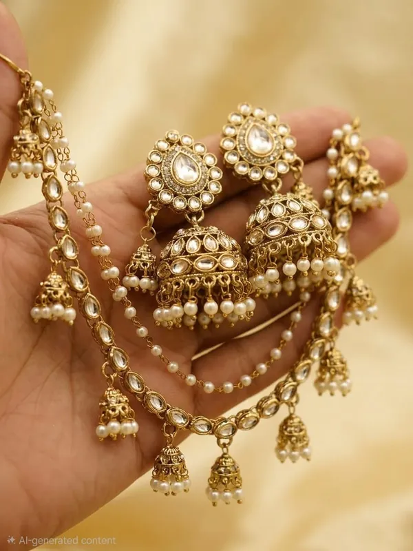 Gold_Tone_Kundan_Pearl_Bridal_Earrings_Set
