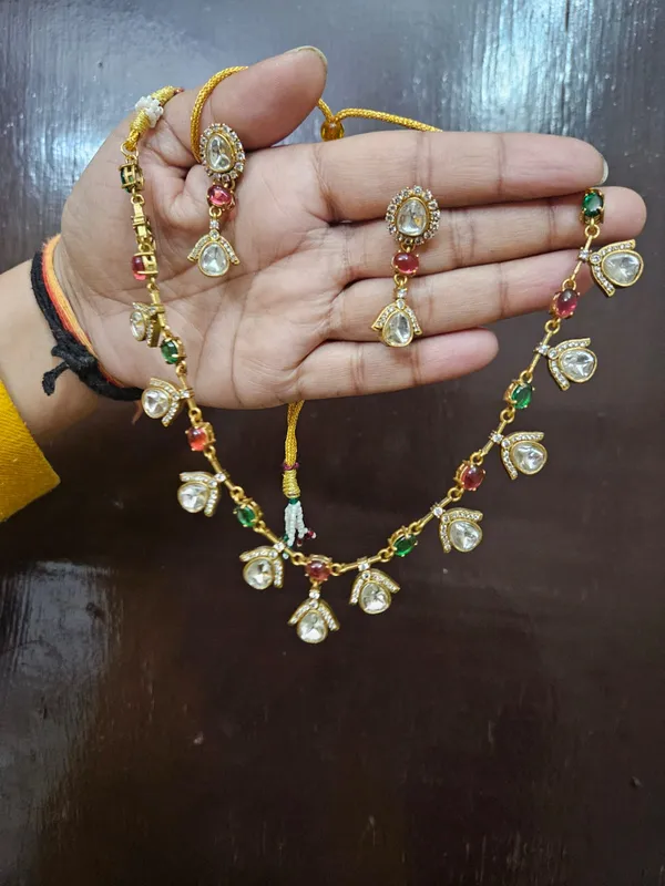 Multicolour_Gold_Tone_Necklace_Earrings_Set_for_Women