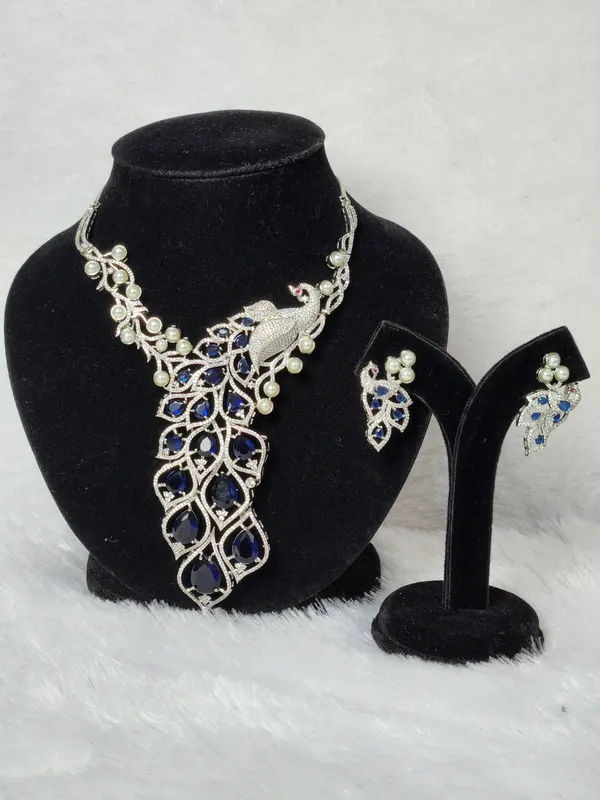 Silver_Tone_Blue_Stone_Dangle_Earrings_for_Women