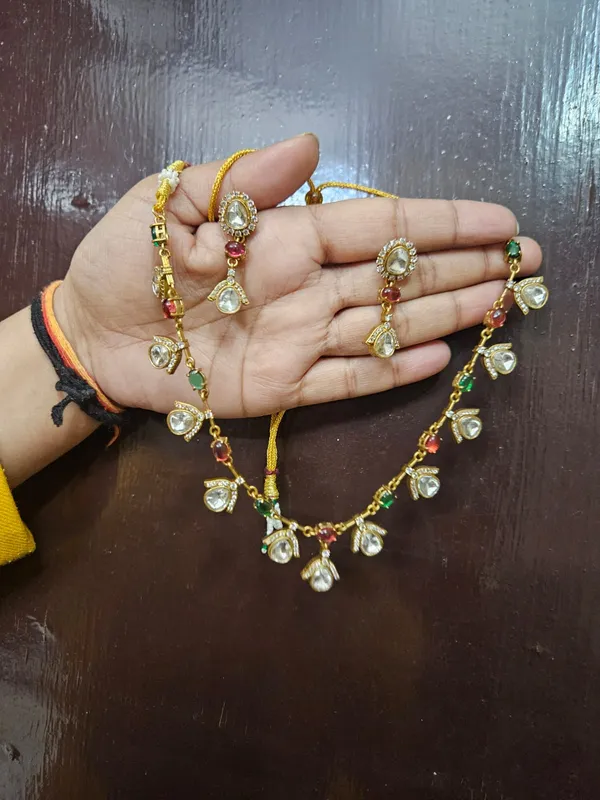 Multicolour_Gold_Tone_Necklace_Earrings_Set_for_Women
