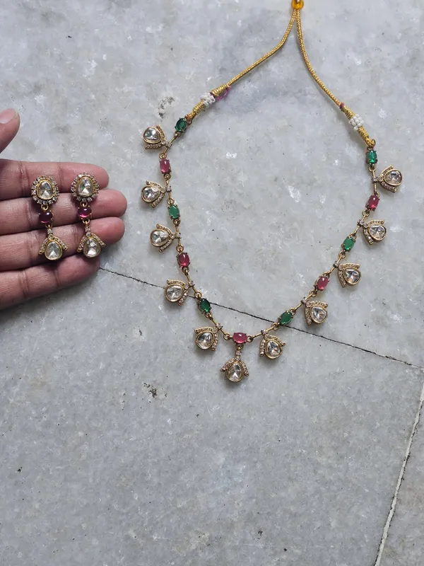 Multicolour_Gold_Tone_Necklace_Earrings_Set_for_Women