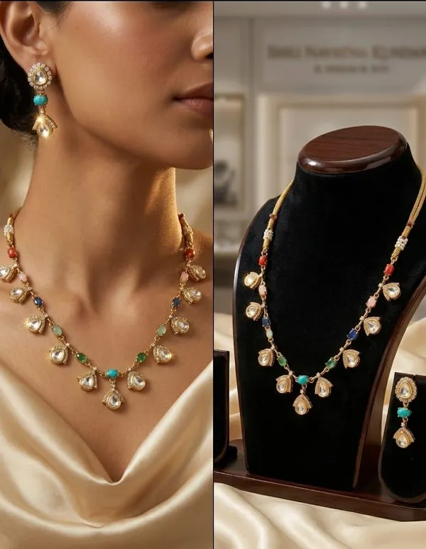 Multicolour_Gold_Tone_Necklace_And_Earrings_Set_For_Women