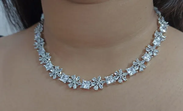 Silver_Tone_Stone_Necklace_And_Earrings_Set_For_Women