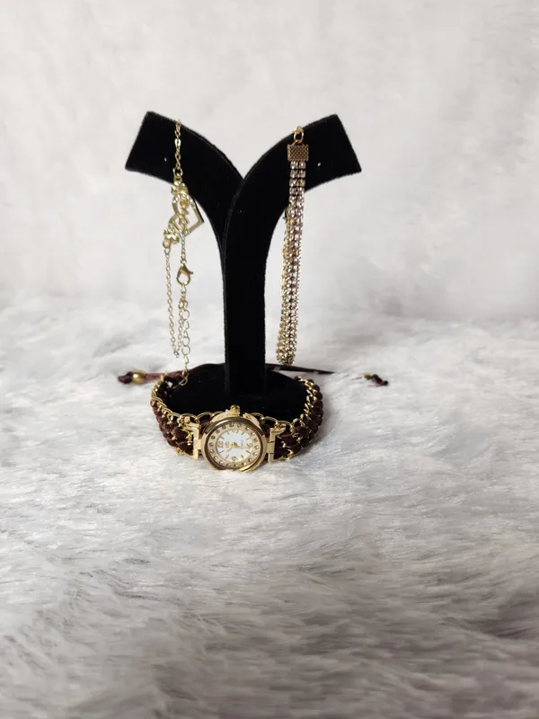 Gold-Tone_Braided_Strap_Bracelet_Watch_Set_for_Women