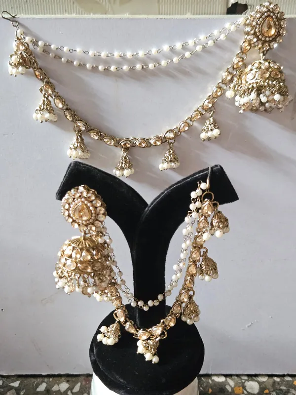 Gold_Tone_Kundan_Pearl_Bridal_Earrings_Set