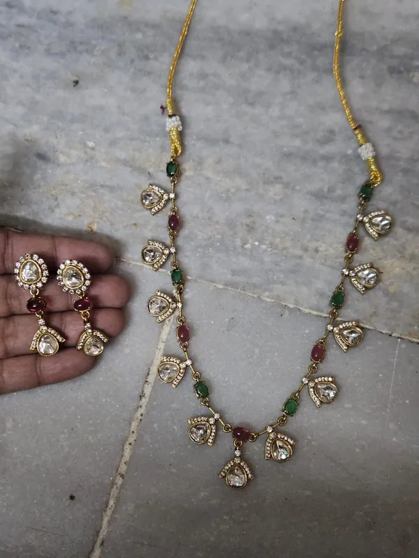 Multicolour_Gold_Tone_Necklace_Earrings_Set_for_Women