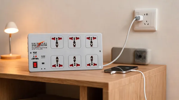 White_6-Socket_Spike_Protector_With_Fuse