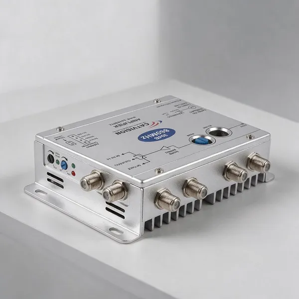 Catv_Metal_Tv_Signal_Amplifier_With_Coaxial_Ports
