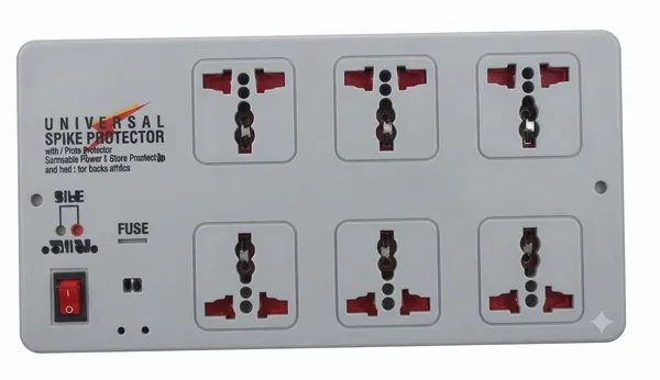 White_6-Socket_Spike_Protector_With_Fuse
