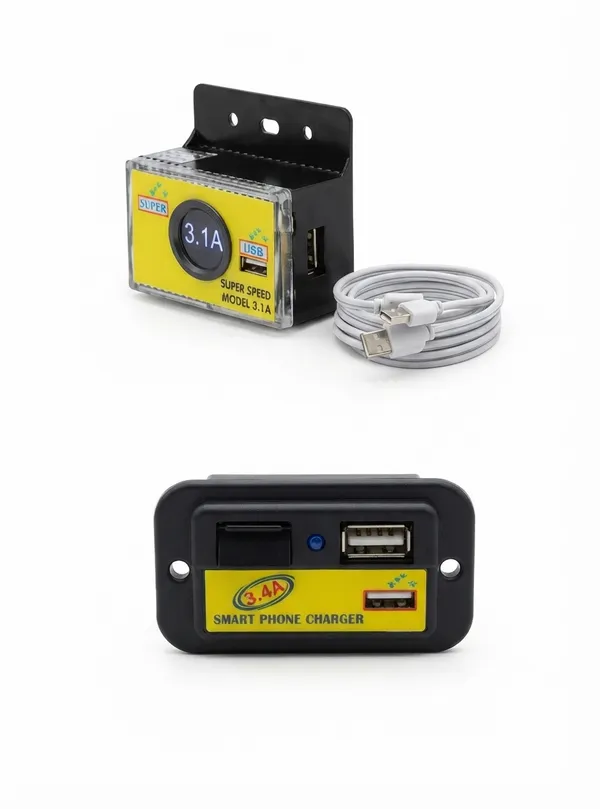 Dual_Usb_Panel_Mount_Car_Charger_With_Cable