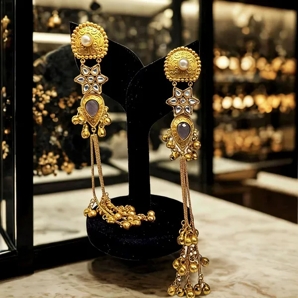 Gold_Brass_Long_Dangling_Kashmiri_Earrings_For_Women