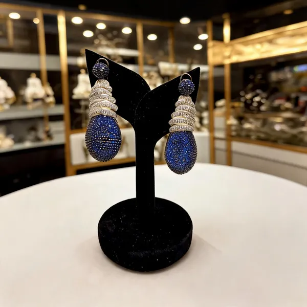 Blue_Brass_Drop_Earrings_For_Women