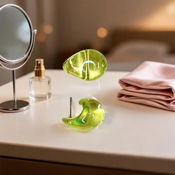 Green_Acrylic_Stud_Earrings_For_Women