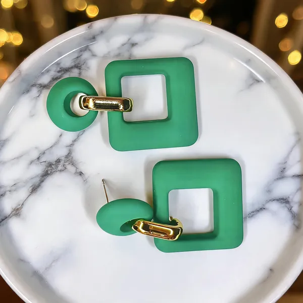 Green_&_Gold_Rubber_Statement_Earrings_For_Women