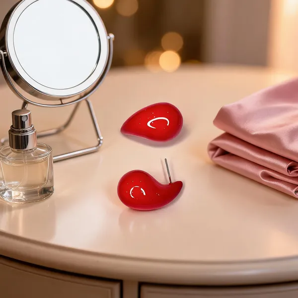 Red_Acrylic_Stud_Earrings_For_Women