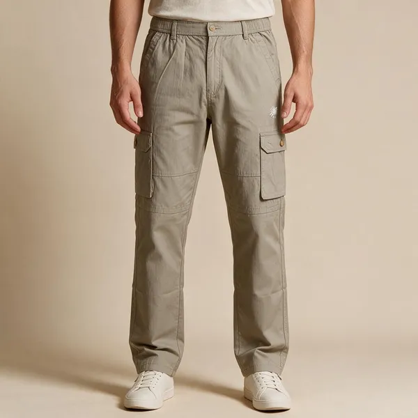 Beige_Cotton_Cargo_Trouser_For_Men