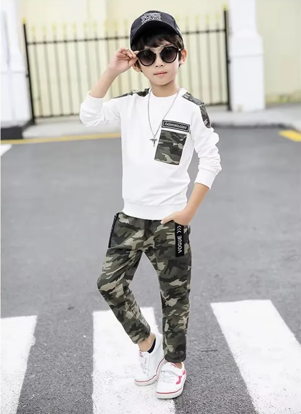 White_Casual_Top_And_Camouflage_Joggers_Set_for_Boys