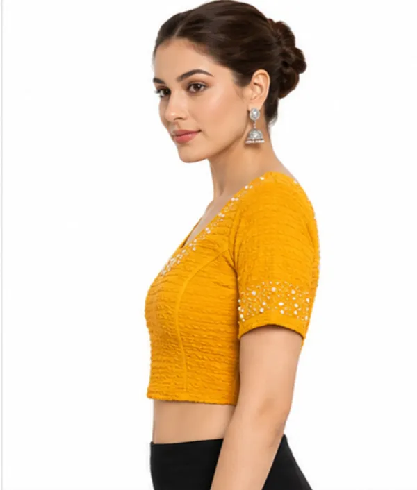 Yellow_Textured_Embellished_Blouse_for_Women
