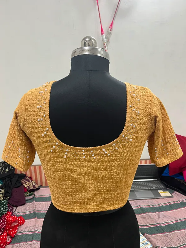 Mustard_Textured_Fitted_Crop_Top_for_Women
