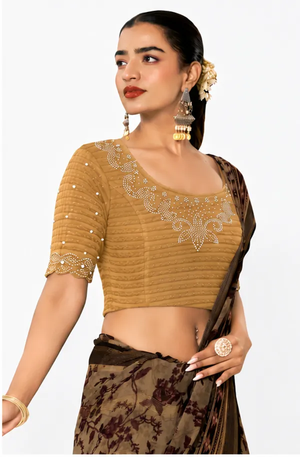Gold_Lycra_Textured_Embellished_Blouse_For_Women