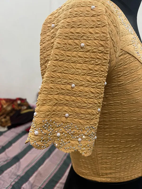 Gold_Textured_Embellished_Blouse_for_Women