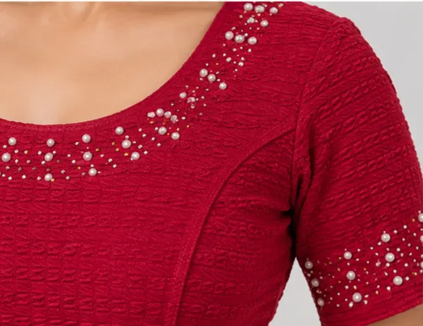 Red_Textured_Fitted_Blouse_for_Women