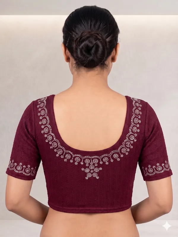 Maroon_Textured_Embellished_Blouse_for_Women