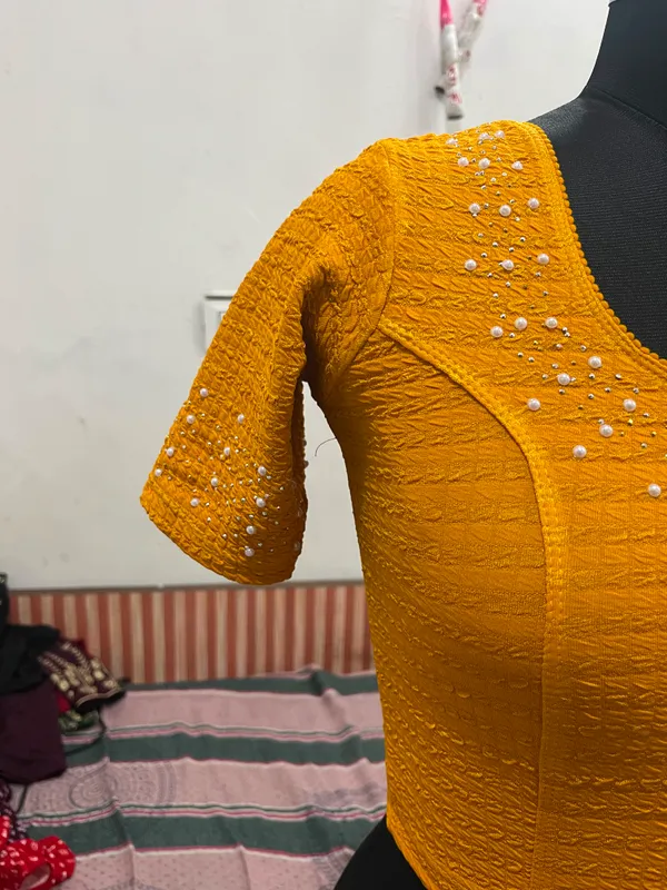 Yellow_Textured_Embellished_Blouse_for_Women