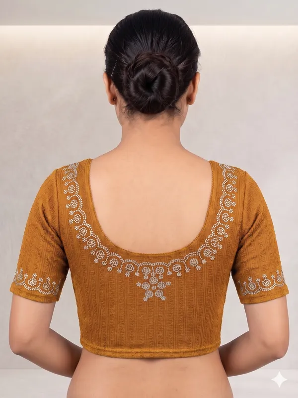Mustard_Textured_Short_Sleeve_Blouse_for_Women