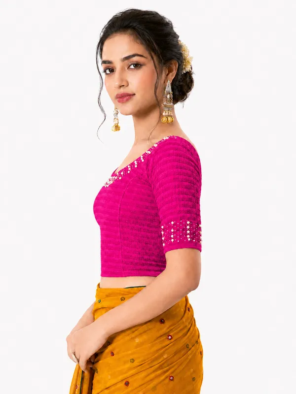 Pink_Lycra_Embellished_Blouse_For_Women