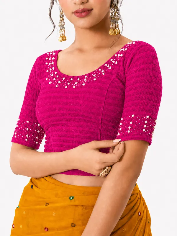 Pink_Lycra_Embellished_Blouse_For_Women
