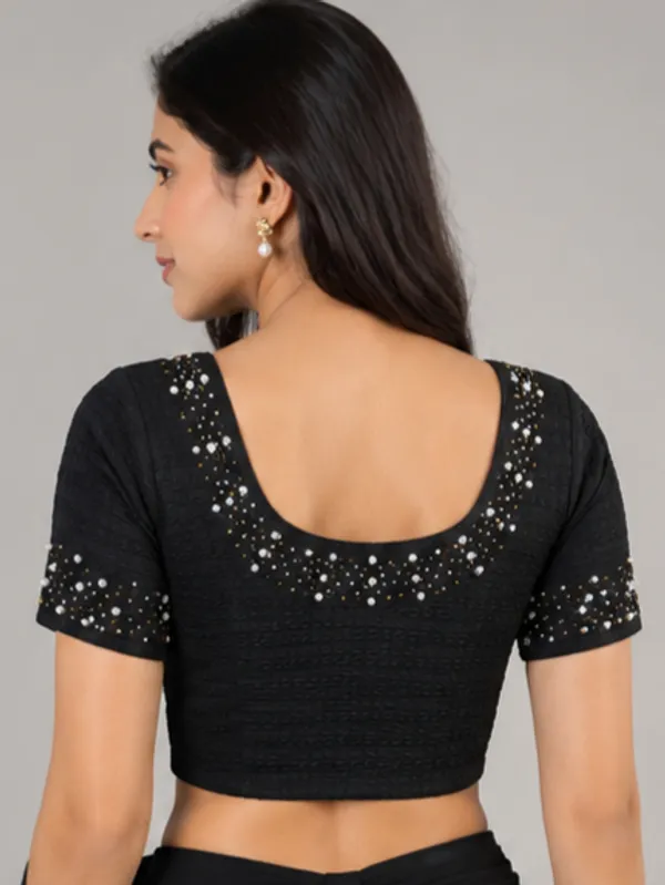 Black_Textured_Short_Sleeve_Crop_Top_for_Women