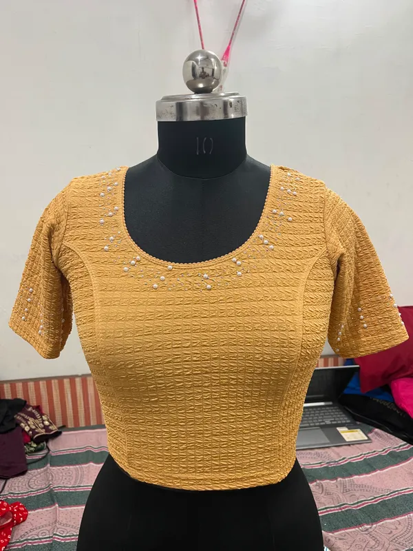 Mustard_Textured_Fitted_Crop_Top_for_Women