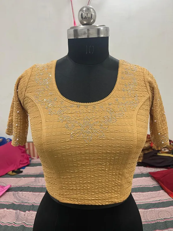 Gold_Textured_Embellished_Blouse_for_Women