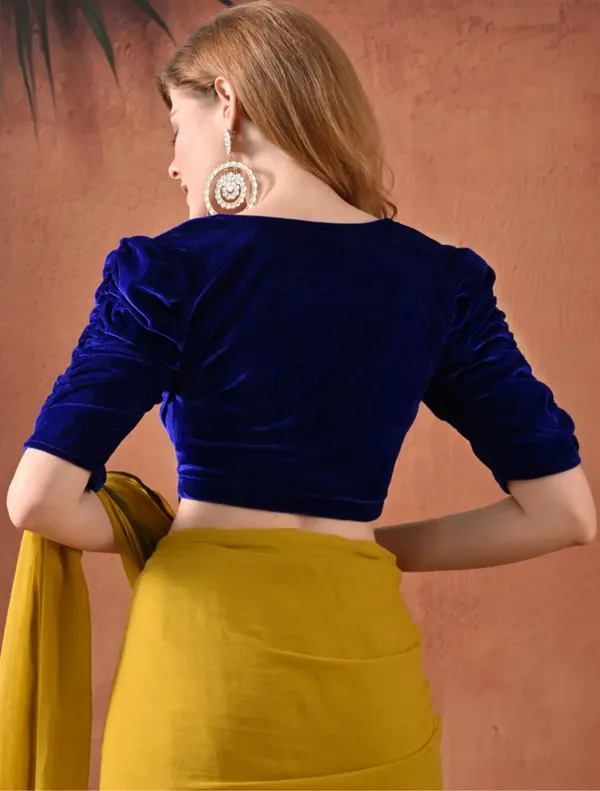 Blue_Velvet_Puff_Sleeve_Blouse_for_Women