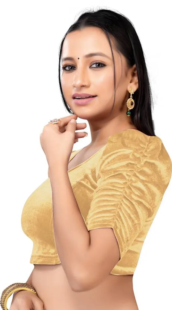 Gold_Velvet_Puff_Sleeve_Blouse_for_Women