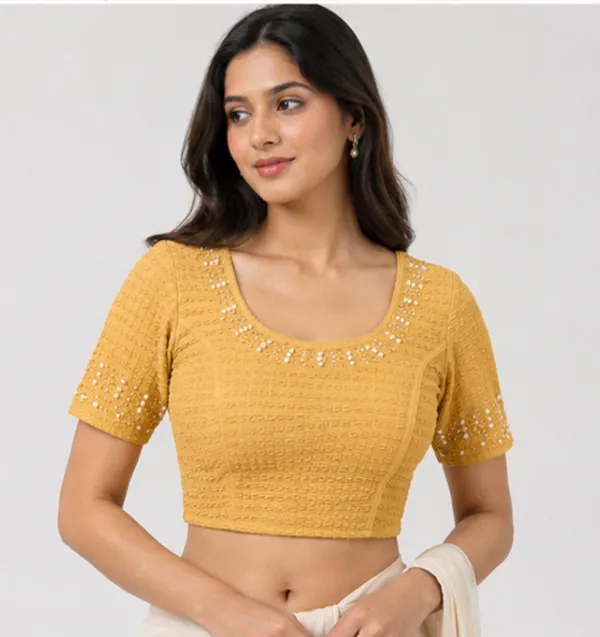 Mustard_Textured_Fitted_Crop_Top_for_Women