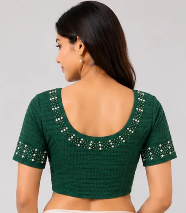 Green_Textured_Embellished_Blouse_for_Women
