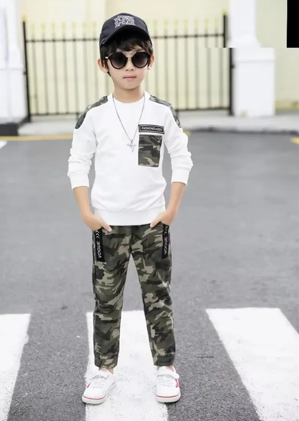 White_Casual_Top_And_Camouflage_Joggers_Set_for_Boys