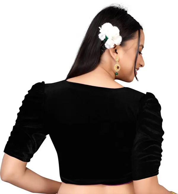Black_Velvet_Puff_Sleeve_Blouse_for_Women