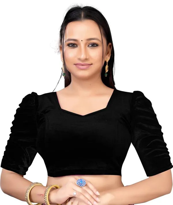 Black_Velvet_Puff_Sleeve_Blouse_for_Women