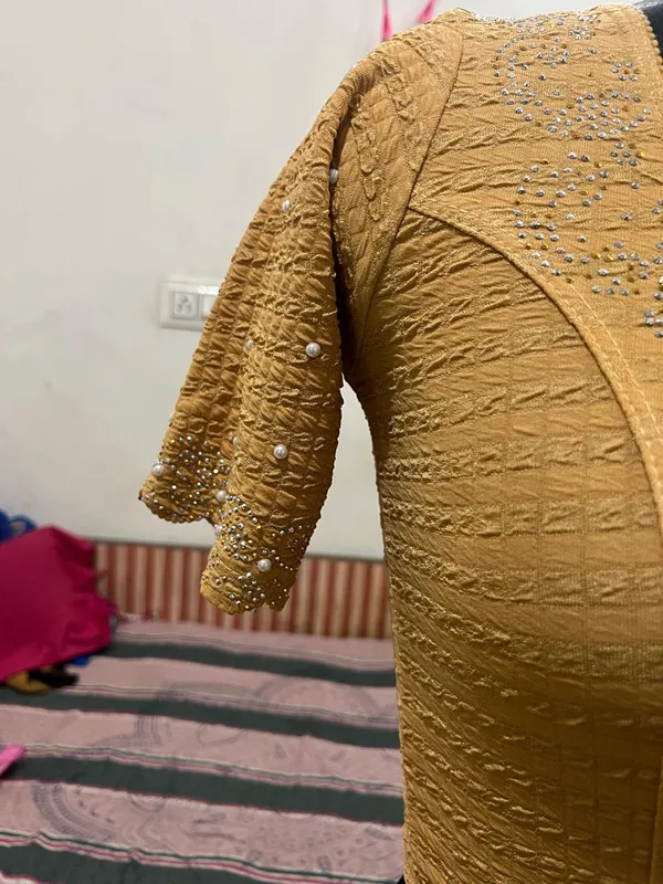 Gold_Textured_Embellished_Blouse_for_Women