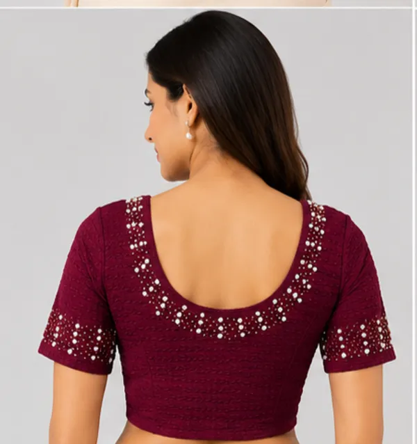 Maroon_Embellished_Short_Sleeve_Blouse_for_Women