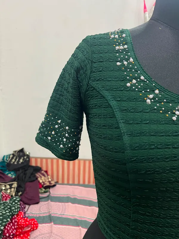 Green_Textured_Embellished_Blouse_for_Women