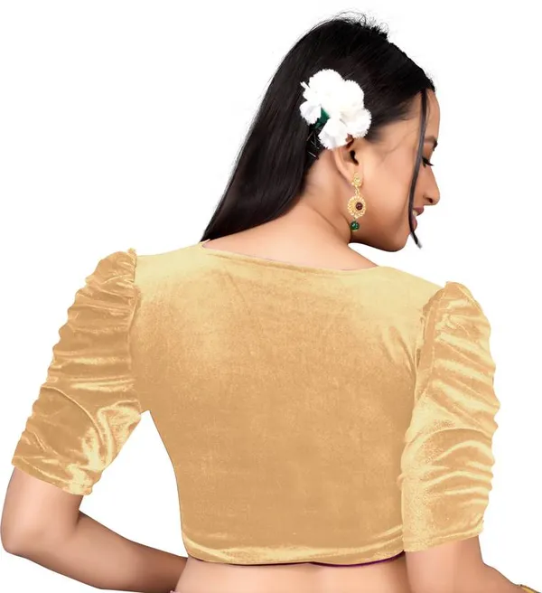 Gold_Velvet_Puff_Sleeve_Blouse_for_Women