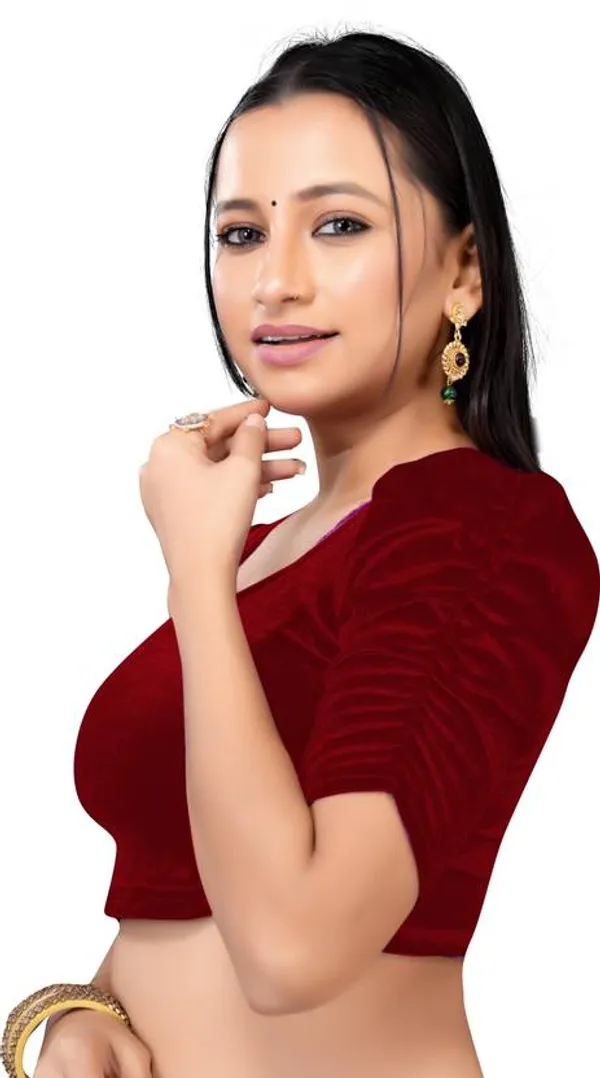 Red_Velvet_Puff_Sleeve_Blouse_for_Women